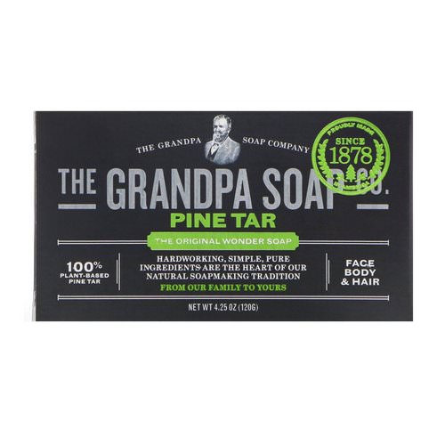 Grandpa's, Face Body & Hair Bar Soap, Pine Tar, 4.25 oz (120 g) فوائد