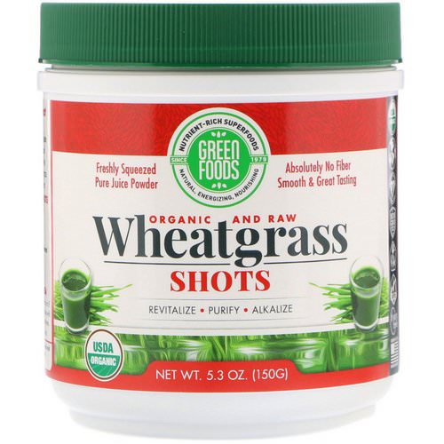 Green Foods, Organic & Raw, Wheatgrass Shots, 5.3 oz (150 g) فوائد