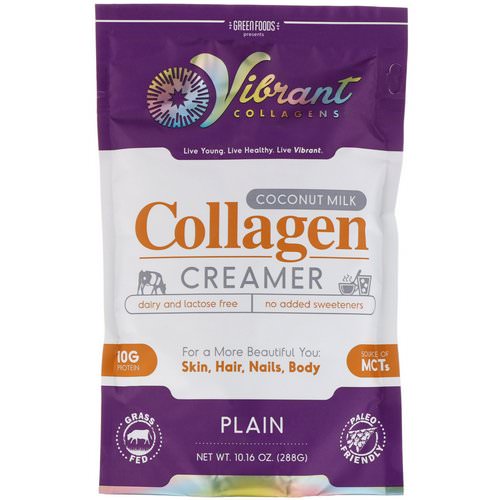 Green Foods, Vibrant Collagens, Coconut Milk Collagen Creamer, Plain, 10.16 oz (288 g) فوائد