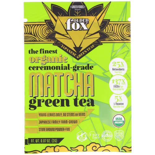 Green Foods, Folded Fox, Organic Matcha Green Tea, 0.07 oz (2 g) فوائد