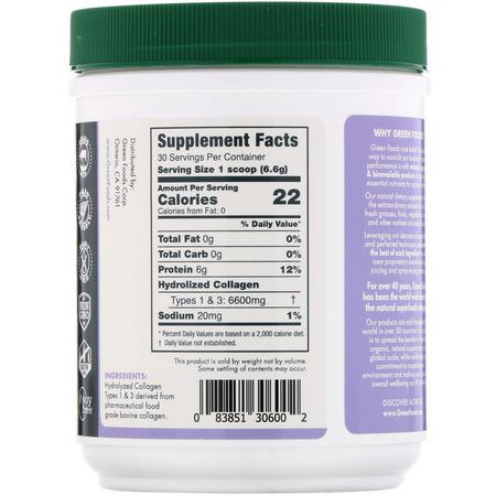 Green Foods, Hydrolyzed Collagen Powder, 7 oz (198 g):مكملات الك,لاجين, المفصل