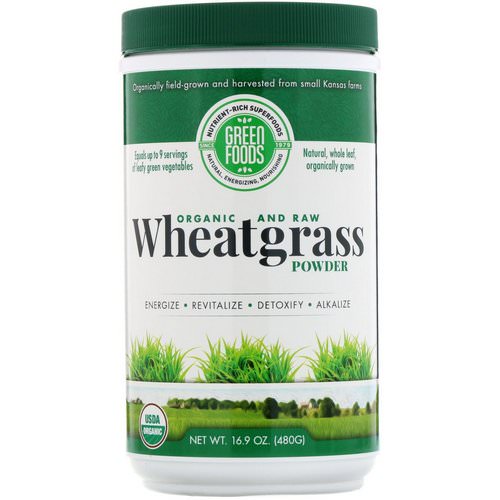 Green Foods, Organic and Raw Wheatgrass Powder, 16.9 oz (480 g) فوائد