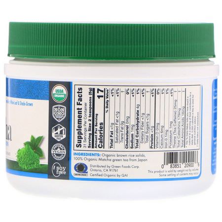 Green Foods, Organic Matcha + Brown Rice Solids, 5.5 oz (156 g):الشاي الأخضر, شاي ماتشا