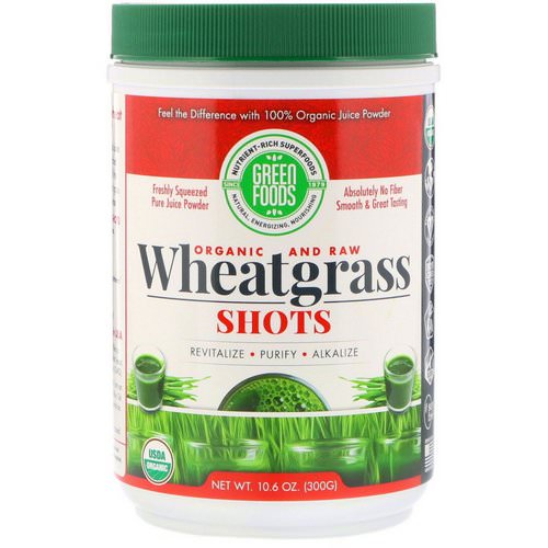 Green Foods, Organic & Raw, Wheatgrass Shots, 10.6 oz (300 g) فوائد