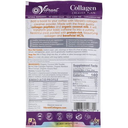 Green Foods, Vibrant Collagens, Coconut Milk Collagen Creamer, Plain, 3.38 oz (96 g):معززات المشر,بات, الكريمات