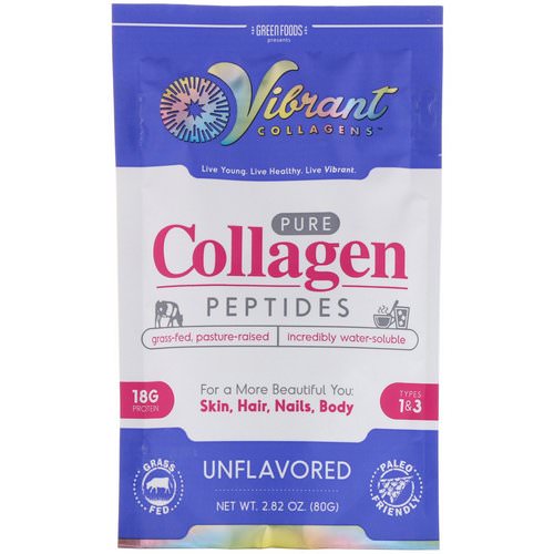 Green Foods, Vibrant Collagens, Pure Collagen Peptides, Unflavored, 2.82 oz (80 g) فوائد