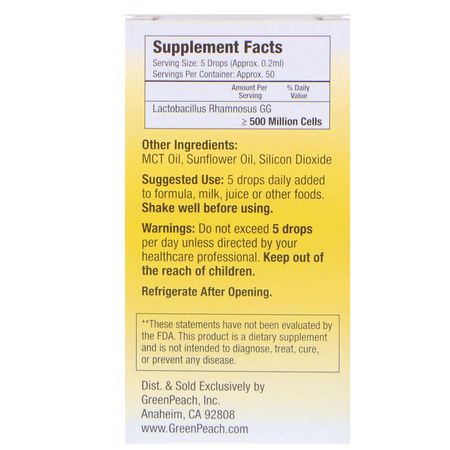 GreenPeach, Infants, Probiotic, 0.34 fl oz (10 ml):بر,بي,تيك الأطفال, الصحة