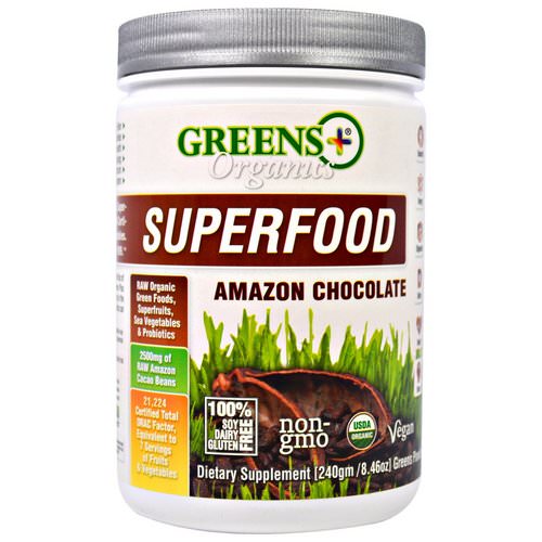 Greens Plus, Organics Superfood, Amazon Chocolate, 8.46 oz (240 g) فوائد