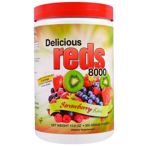 Greens World, Delicious Reds 8000, Strawberry Kiwi, Powder, 10.6 oz (300 g) فوائد