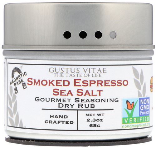 Gustus Vitae, Gourmet Seasoning Dry Rub, Smoked Espresso Sea Salt, 2.3 oz (65 g) فوائد