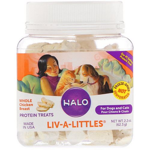 Halo, Liv-A-Littles, Protein Treats, Whole Chicken Breast, For Dogs & Cats, 2.2 oz (62.3 g) فوائد