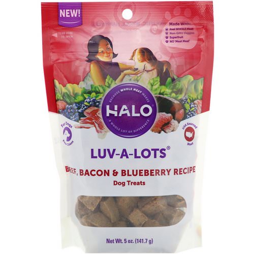 Halo, Luv-A-Lots, Dog Treats, Beef, Bacon & Blueberry Recipe, 5 oz (141.7 g) فوائد