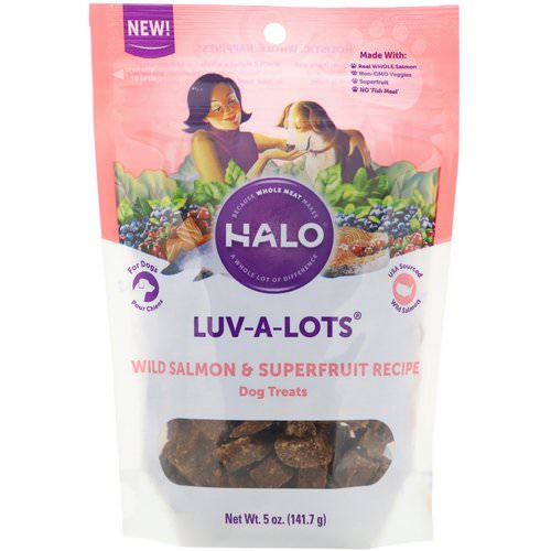 Halo, Luv-A-Lots, Dog Treats, Wild Salmon & Superfruit Recipe, 5 oz (141.7 g) فوائد