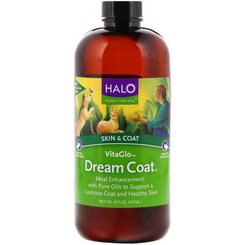 Halo, VitaGlo, Dream Coat, Skin & Coat, For Dogs & Cats, 16 fl oz (473 ml) فوائد