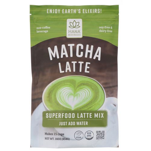 Hana Beverages, Matcha Latte, Non-Coffee Superfood Beverage, 16 oz (454 g) فوائد