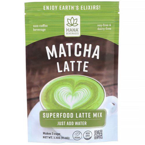 Hana Beverages, Matcha Latte, Non-Coffee Superfood Beverage, 3.3 oz (93.6 g) فوائد