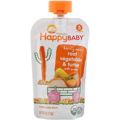 Happy Family Organics, Organic Baby Food, Hearty Meals, Root Vegetables & Turkey with Quinoa, Stage 3, 4 oz (113 g) فوائد