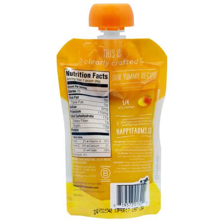 Happy Family Organics, Organic Baby Food, Stage 1, Clearly Crafted, Mangos, 4 + Months, 3.5 oz (99 g):,جبات, هريس
