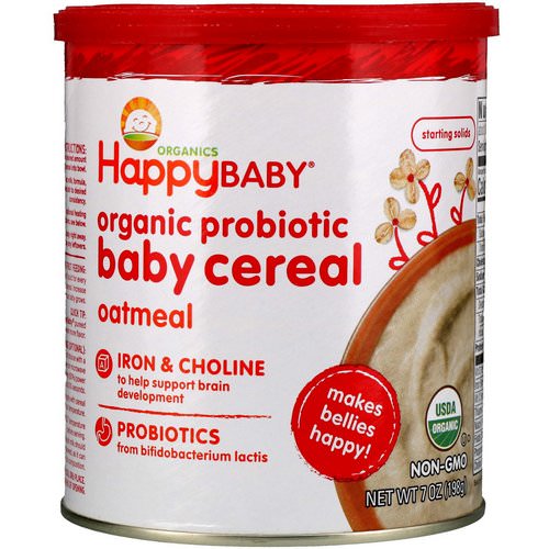 Happy Family Organics, Organic Probiotic Baby Cereal, Oatmeal, 7 oz (198 g) فوائد