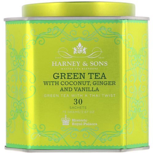 Harney & Sons, Green Tea with Coconut, Ginger and Vanilla, 30 Sachets, 2.67 oz (75 g) فوائد
