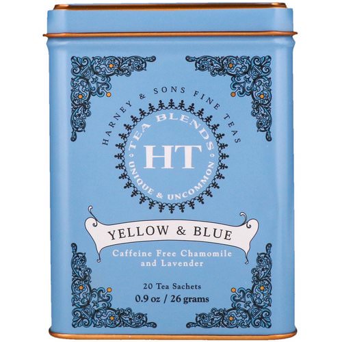 Harney & Sons, HT Tea Blend, Yellow & Blue, Caffeine Free Chamomile and Lavender, 20 Tea Sachets, 0.9 oz (26 g) فوائد