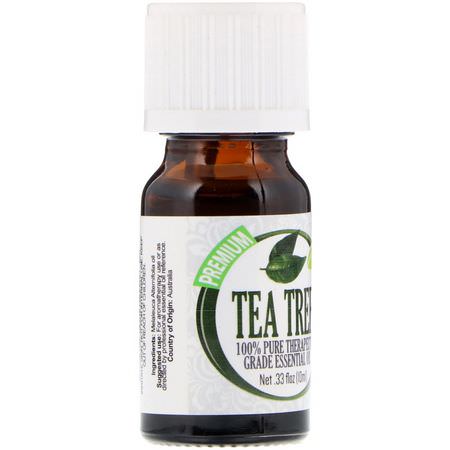 Healing Solutions, 100% Pure Therapeutic Grade Essential Oil, Tea Tree, 0.33 fl oz (10 ml):زيت شجرة الشاي, تطهير