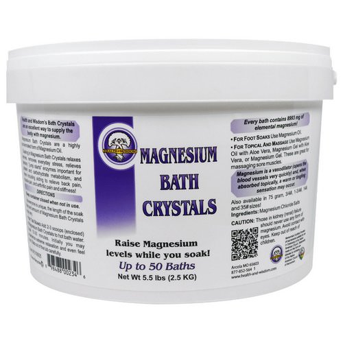 Health and Wisdom, Magnesium Bath Crystals, 5.5 lbs (2.5 kg) فوائد