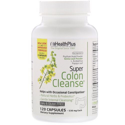 Health Plus, Super Colon Cleanse, 530 mg, 120 Capsules فوائد
