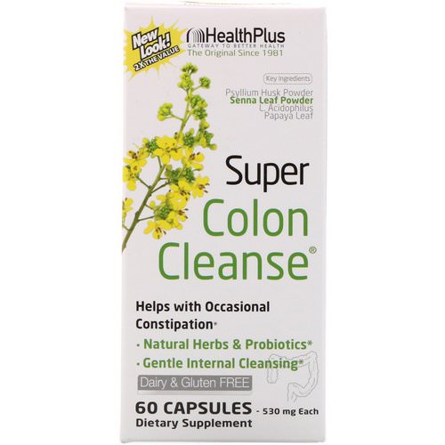 Health Plus, Super Colon Cleanse, 530 mg, 60 Capsules فوائد