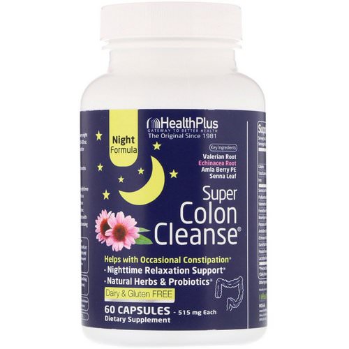 Health Plus, Super Colon Cleanse, Night, 515 mg, 60 Capsules فوائد