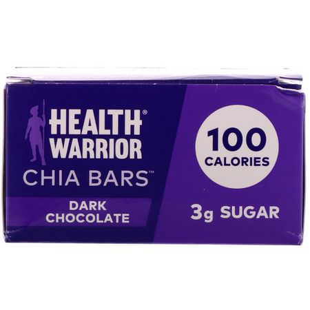 Health Warrior, Chia Bars, Dark Chocolate, 15 Bars, 0.88 oz (25 g) Each:أشرطة التغذية