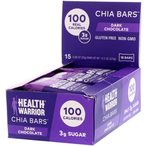 Health Warrior, Chia Bars, Dark Chocolate, 15 Bars, 0.88 oz (25 g) Each فوائد