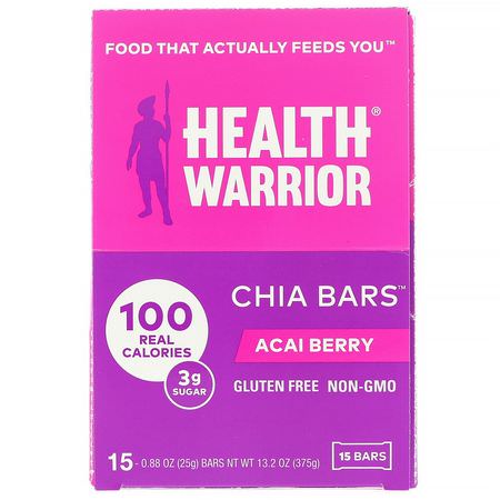 Health Warrior, Chia Bars, Acai Berry, 15 Bars, 0.88 oz (25 g) Each:الحانات الغذائية