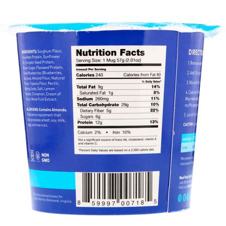 Health Warrior, Protein Mug Muffin, Blueberry, 2.01 oz (57 g):مزيج الكعك, الخلطات