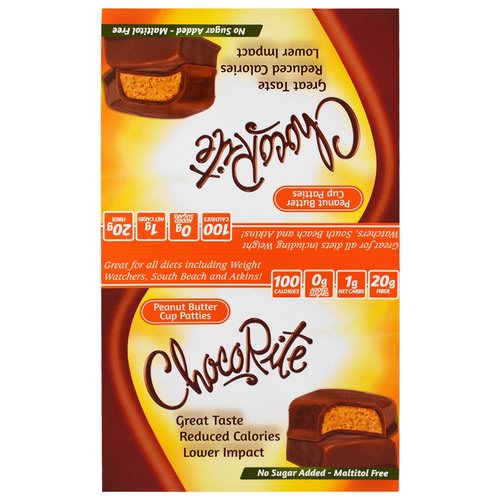 HealthSmart Foods, ChocoRite, Peanut Butter Cup Patties, 16 Count, 1.27 oz (36 g) Each فوائد