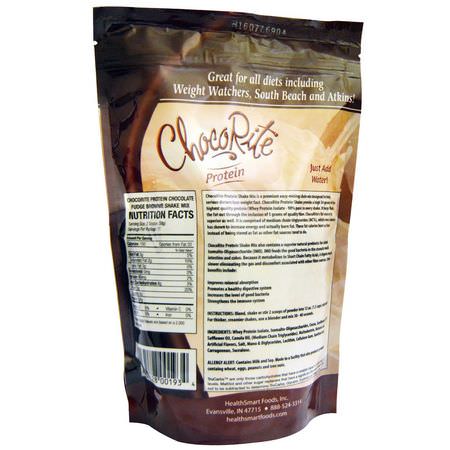 HealthSmart Foods, ChocoRite Protein, Chocolate Fudge Brownie, 14.7 oz (418 g):بر,تين مصل اللبن, التغذية الرياضية