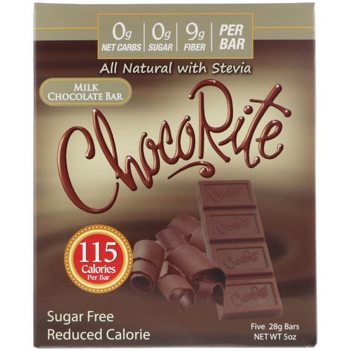 HealthSmart Foods, ChocoRite, Milk Chocolate Bar, Sugar Free, 5 Bars, (28 g) Each فوائد