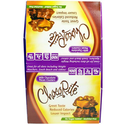 HealthSmart Foods, ChocoRite Milk Chocolate Pecan Cluster, 16 Count, 1.13 oz (32 g) Each فوائد