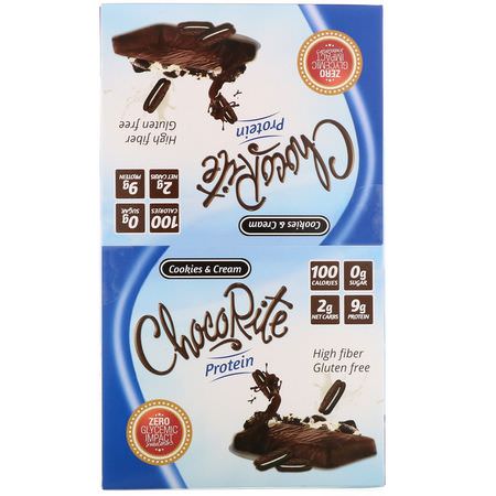 HealthSmart Foods, ChocoRite Protein Bars, Cookies & Cream, 16 Bars - 1.2 oz (34 g) Each:أشرطة بر,تين مصل, أشرطة البر,تين