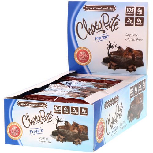 HealthSmart Foods, ChocoRite Protein Bars, Triple Chocolate Fudge, 16 Bars - 1.2 oz (34 g) Each فوائد