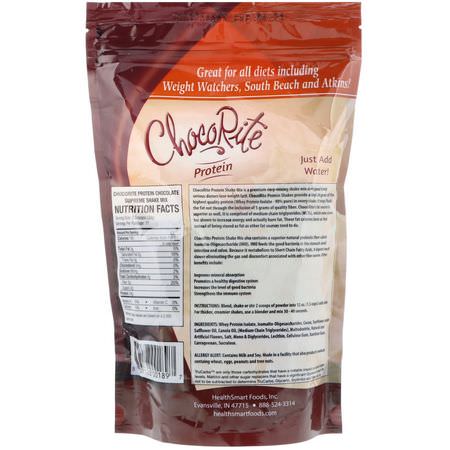 HealthSmart Foods, ChocoRite Protein, Chocolate Supreme, 14.7 oz (418 g):بر,تين مصل اللبن, التغذية الرياضية