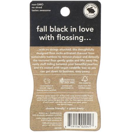 Hello, Activated Charcoal Infused Floss, Natural Peppermint Flavor, 54.6 Yards:خيط تنظيف الأسنان, العناية بالفم