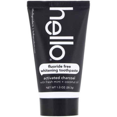 Hello, Fluoride Free Whitening Toothpaste, Activated Charcoal, 1.0 oz (28.3 g) فوائد
