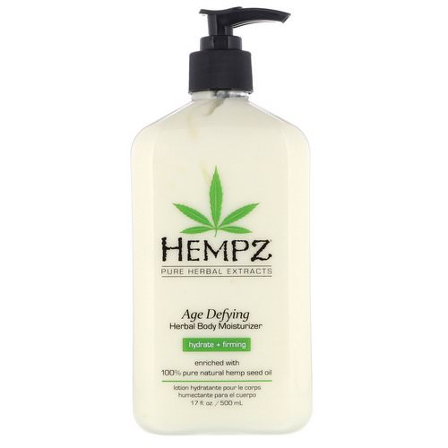 Hempz, Age Defying Herbal Body Moisturizer, Hydrate + Firming, 17 fl oz (500 ml) فوائد