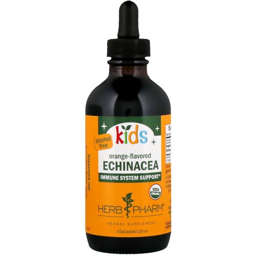 Herb Pharm, Kids Echinacea, Alcohol Free, Orange-Flavored, 4 fl oz (120 ml) فوائد