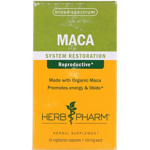 Herb Pharm, Maca, 500 mg, 60 Vegetarian Capsules فوائد