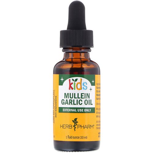 Herb Pharm, Mullein Garlic Oil, For Kids, 1 fl oz (30 ml) فوائد