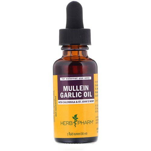 Herb Pharm, Mullein Garlic, Pure Ear Oil, 1 fl oz (30 ml) فوائد