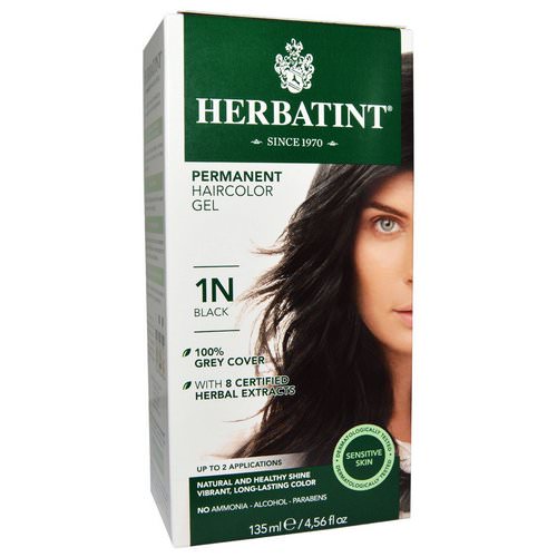 Herbatint, Permanent Haircolor Gel, 1N, Black, 4.56 fl oz (135 ml) فوائد