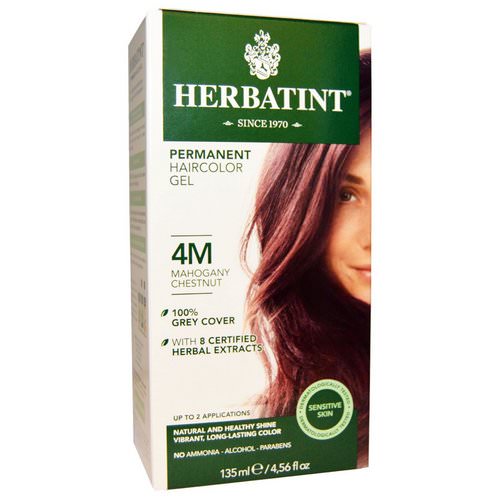 Herbatint, Permanent Haircolor Gel, 4M, Mahogany Chestnut, 4.56 fl oz (135 ml) فوائد